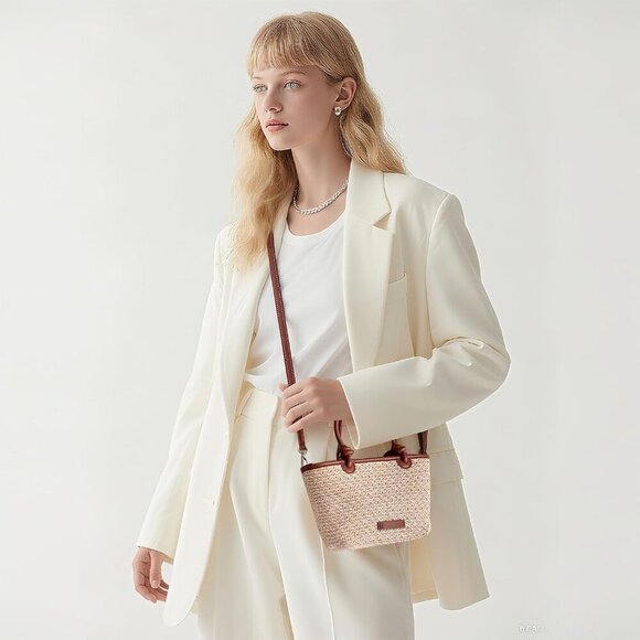 Straw Crossbody Bag Womens Small Woven Summer Purse Handheld Beach Accessory - Picture 6 of 7